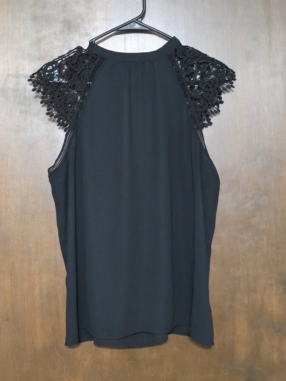 Express Black High-Neck Lace Cap-Sleeve Camisole